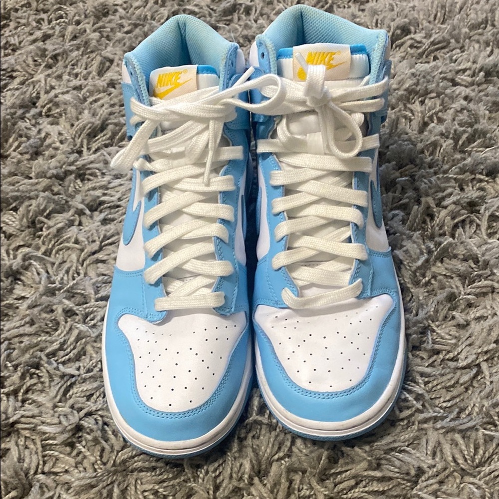 Nike Blue and White High-Top Sneakers with Stylish Design